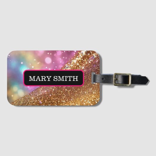 Glitter Opal Populair Holografisch Collectie Bagagelabel (Voorkant (horizontaal))