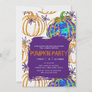 Glitter Opal Pumpkin Halloween Kaart