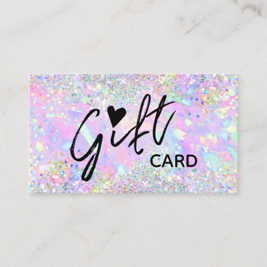 glitter opal texture gift certificate visitekaartje (Voorkant)