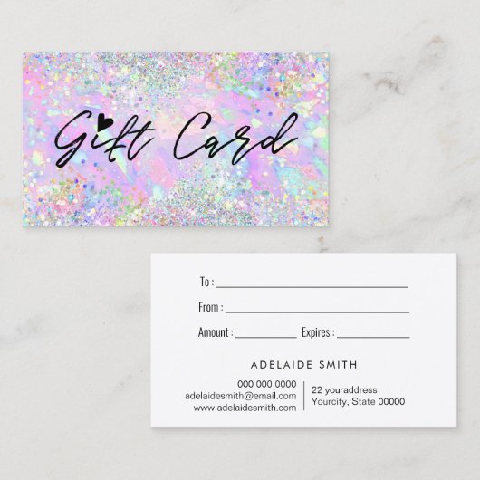 Glitter Opal Textuur Achtergrond Cadeaubon Visitekaartje (Voorkant / Achterkant)