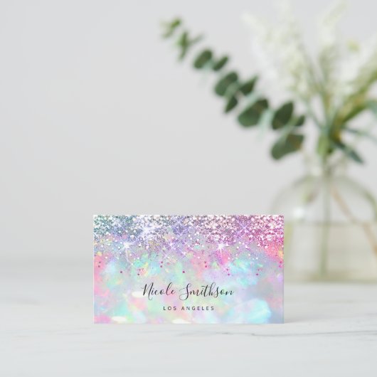 glitter opal visitekaartje (Staand voorkant)