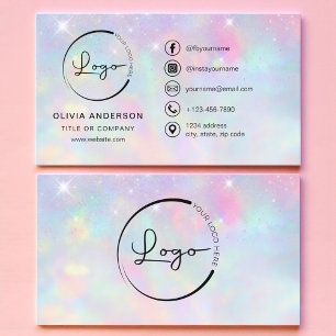 Glitter Opal Zakelijk Logo Sociale Media Visitekaartje