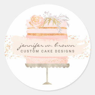 Glitter Oranje Cake Bakkerij Ronde Sticker