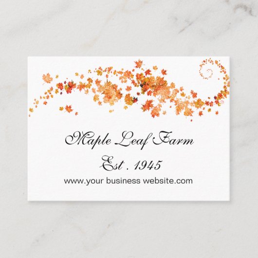 Glitter Oranje Esdoornblad Visitekaartje (Voorkant)