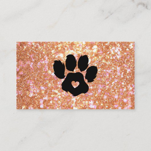 Glitter Oranje Pet Sitter Grooming Paw Visitekaartje (Achterkant)