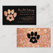 Glitter Oranje Pet Sitter Grooming Paw Visitekaartje (Voorkant / Achterkant)