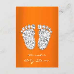 Glitter Oranje Silver Baby Boy Girl Shower Kaart