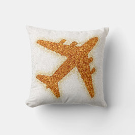Glitter oranje vliegtuigkussen kussen