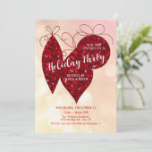 Glitter Ornamenten Modern Holiday Party Invitation Feestdagenkaart (Staand voorkant)