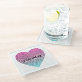 Glitter over liefdeshart onderzetter (Schuin)