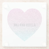 Glitter over liefdeshart onderzetter glazen onderzetter (Achterkant)