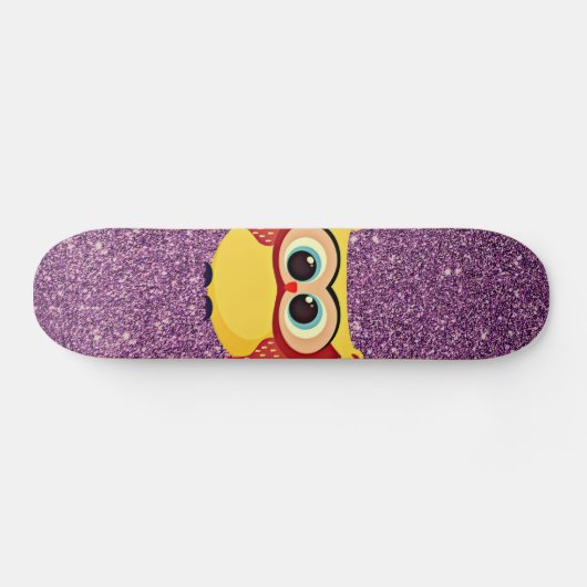 Glitter Owl Persoonlijk Skateboard (Horizontaal)