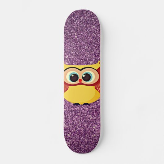 Glitter Owl Persoonlijk Skateboard (Voorkant)