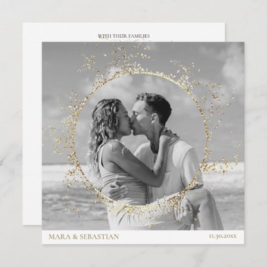 *~* Glitter Paar FOTO RSVP QR AR6 DIY Huwelijk Kaart (Voorkant / Achterkant)