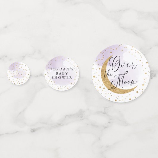 Glitter Paars Baby shower over de maan Confetti (Achterkanten)