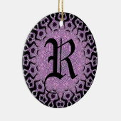 Glitter Paars Black Tribal Monogram Keramisch Ornament (Rechts)