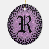 Glitter Paars Black Tribal Monogram Keramisch Ornament (Links)