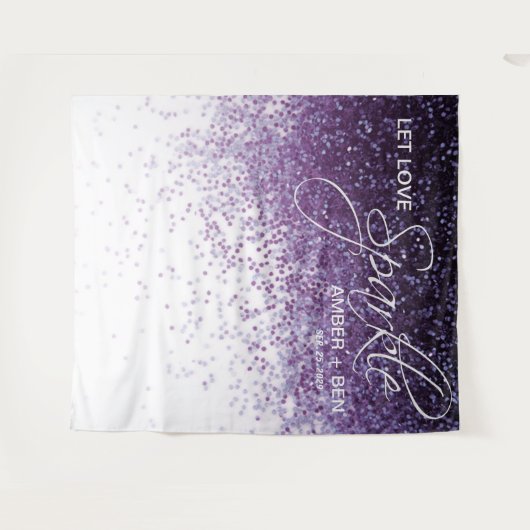 Glitter Paars Confetti Wedding Backdrop Wandkleed (Voorkant (horizontaal))