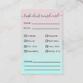 Glitter Paars Eyelash Extension Client Record Visitekaartje (Achterkant)