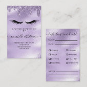 Glitter Paars Eyelash Extension Client Record Visitekaartje (Voorkant / Achterkant)