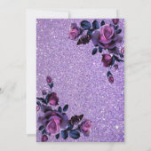 Glitter Paars Floral Baby shower Kaart (Achterkant)