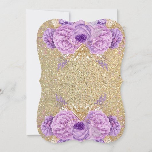 Glitter Paars Floral Sweet 16 Birthday Invitation Kaart (Achterkant)