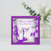 Glitter Paars Glamor Night Drinken Birthday Party Kaart (Staand voorkant)