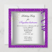 Glitter Paars Glamor Night Martini Party Kaart (Achterkant)