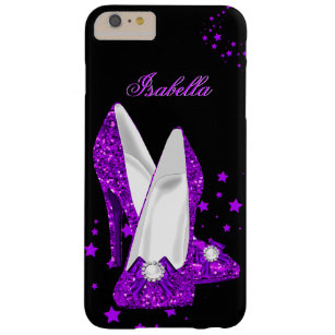 Glitter Paars High Heels Black Barely There iPhone 6 Plus Hoesje