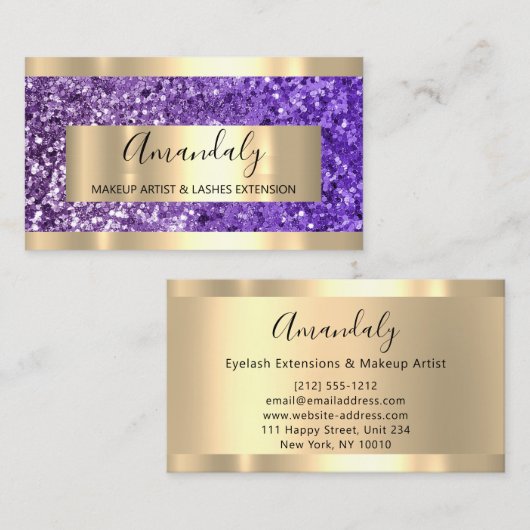 Glitter Paars Lijst Event Planner Luminous Visitekaartje (Voorkant / Achterkant)