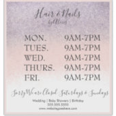 Glitter Paars Pink Salon Business Sign Sticker (Voorkant)