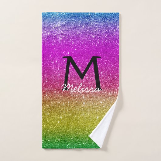 Glitter Paars Roze Geel Modern Bad Handdoek (Handdoek)