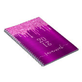 Glitter paars roze monogram meisjesachtig dagboek  notitieboek (Rechterzijde)