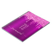 Glitter paars roze monogram meisjesachtig dagboek  notitieboek (Linkerzijde)