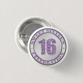 Glitter Paars Sweet 16 Celebration Buttonnen Ronde Button 3,2 Cm (Voorkant /achterkant)