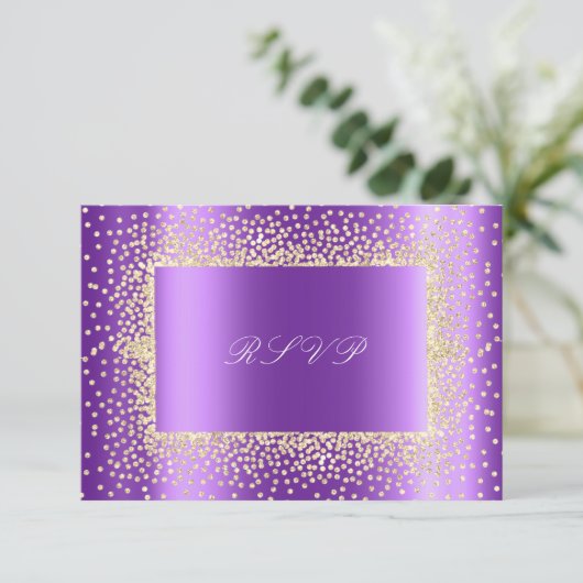 Glitter Paarse Amethyst Gold RSVP Krystal (Staand voorkant)