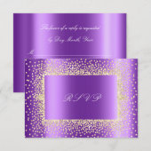 Glitter Paarse Amethyst Gold RSVP Krystal (Voorkant / Achterkant)