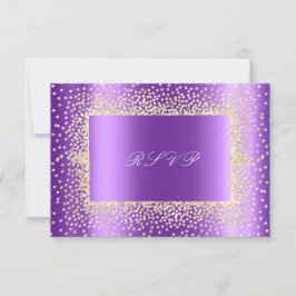 Glitter Paarse Amethyst Gold RSVP Krystal Kaartje