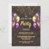 Glitter Paarse ballonnen 60e verjaardag Kaart (Achterkant)