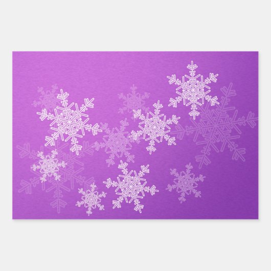 Glitter Paarse Emerald Golden Snowflakes Kerst Inpakpapier Vel (Voorkant)