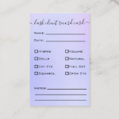 Glitter Paarse Eyelash Extension Client Record Bus Visitekaartje (Achterkant)