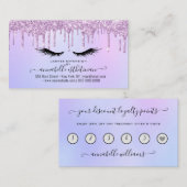 Glitter Paarse Eyelash Extension Loyalty Business Visitekaartje (Voorkant / Achterkant)
