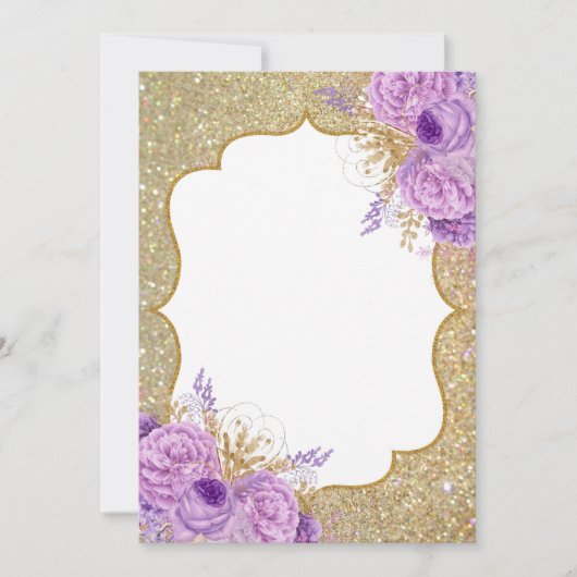 Glitter Paarse Floral Blank Kaart (Voorkant)