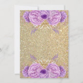 Glitter Paarse Floral Blank Kaart (Achterkant)