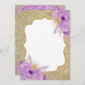 Glitter Paarse Floral Blank Kaart (Voorkant / Achterkant)