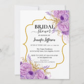 Glitter Paarse Floral Bridal Shower Kaart (Voorkant)