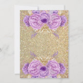 Glitter Paarse Floral Quinceanera Kaart (Achterkant)