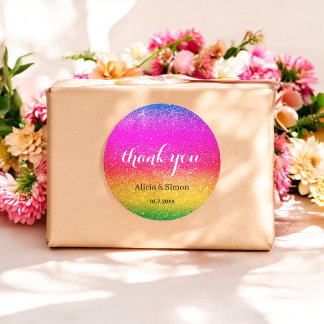 Glitter Paarse Gele Wuwen Regenboog Sparkle Ronde Sticker