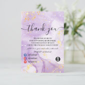 Glitter Paarse goudmarmer Bedankkaart (Staand voorkant)