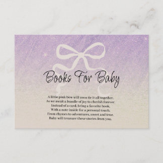 Glitter paarse gradient coquette strik Boeken Baby Informatiekaartje